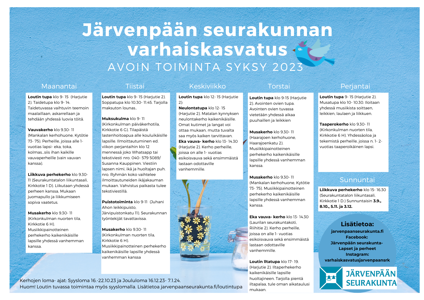 Järvenpään seurakunnan varhaiskasvatus avoin toiminta syksy 2023