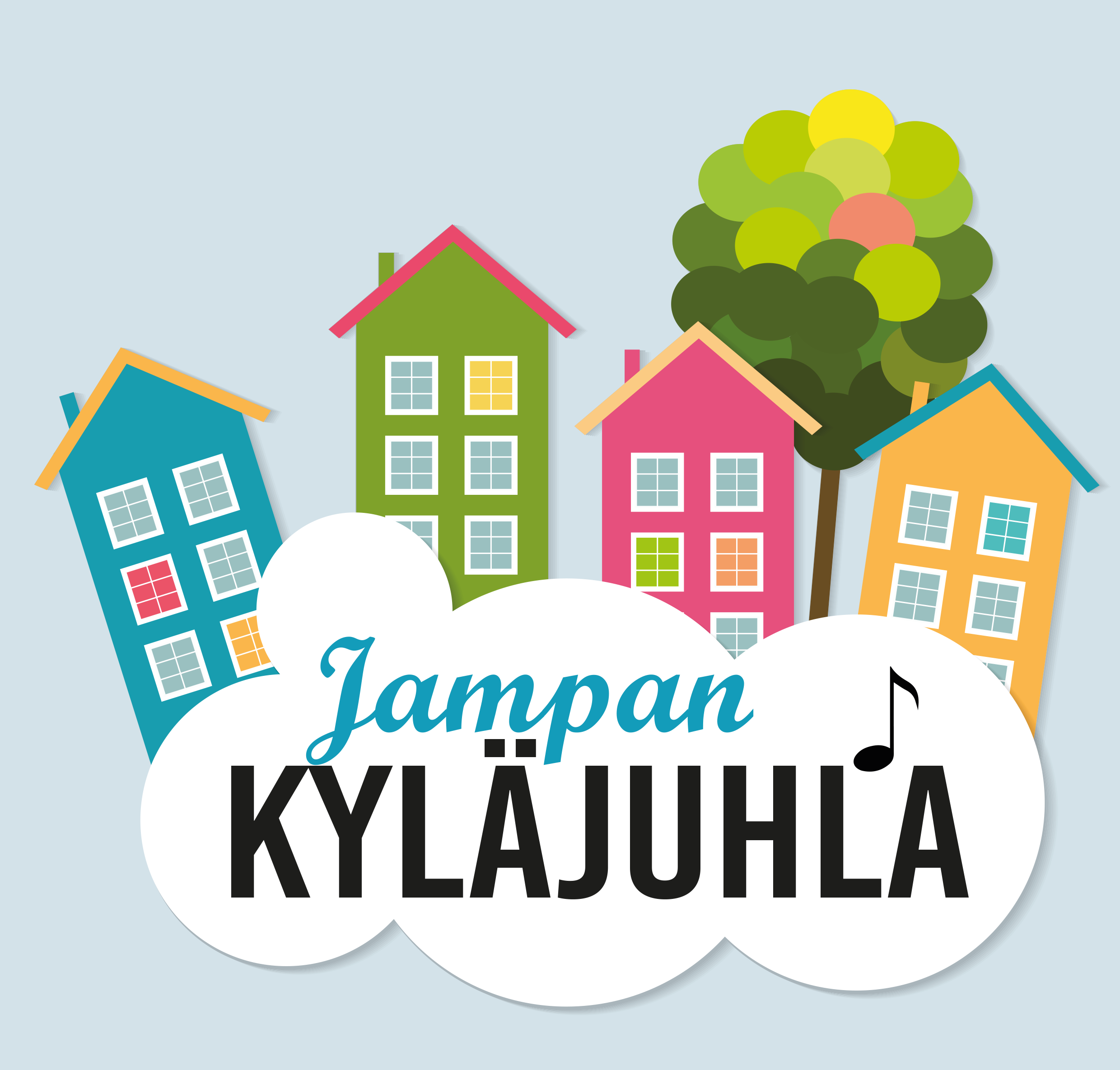 Jampan messu ja kyläjuhla Nainen ajaa polkupyörällä Jampan seurakuntakodin edustalle.
