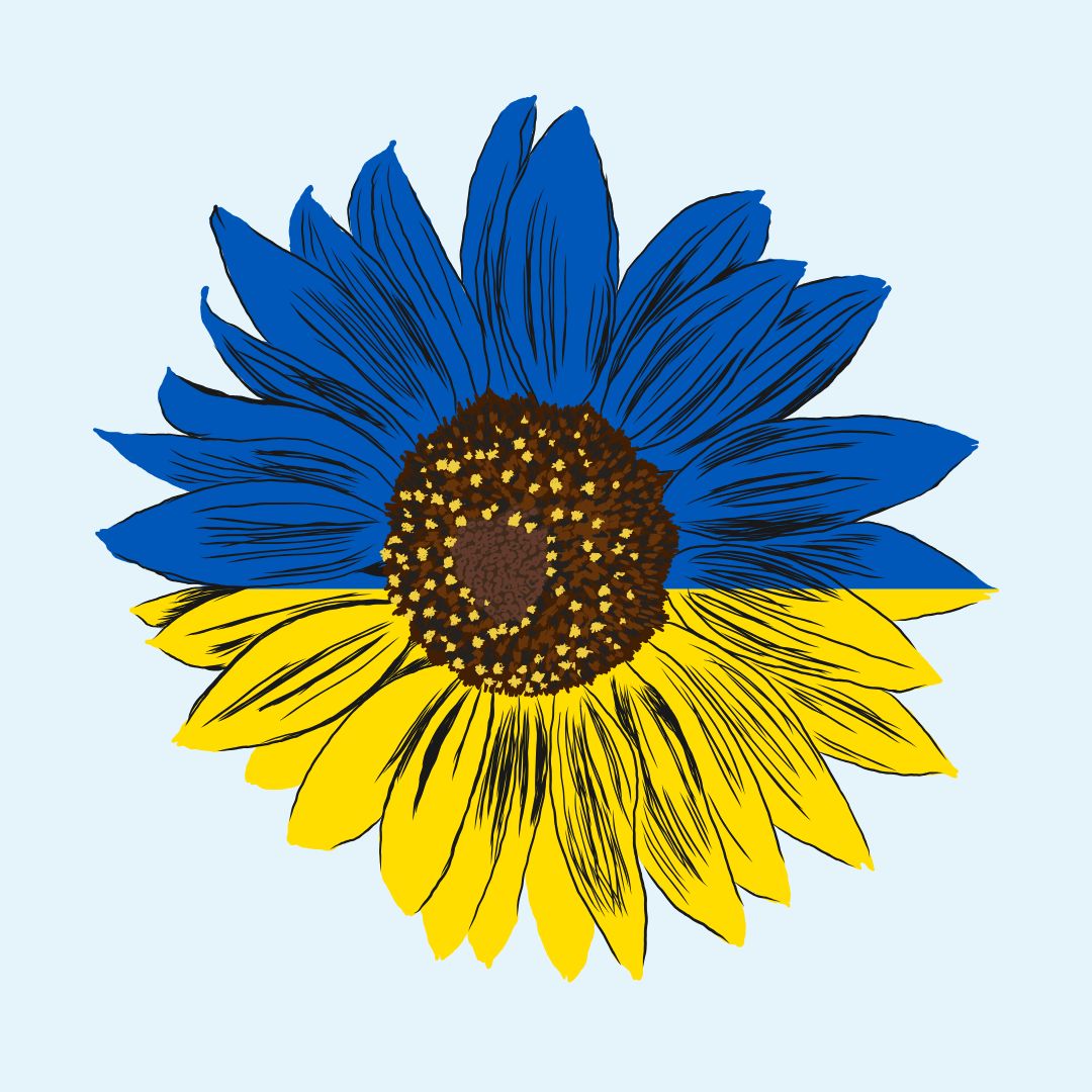 Ukrainan värit ja auringonkukka