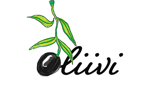 Oliivin logo, jossa nimi ja oliivi-kuvitus.