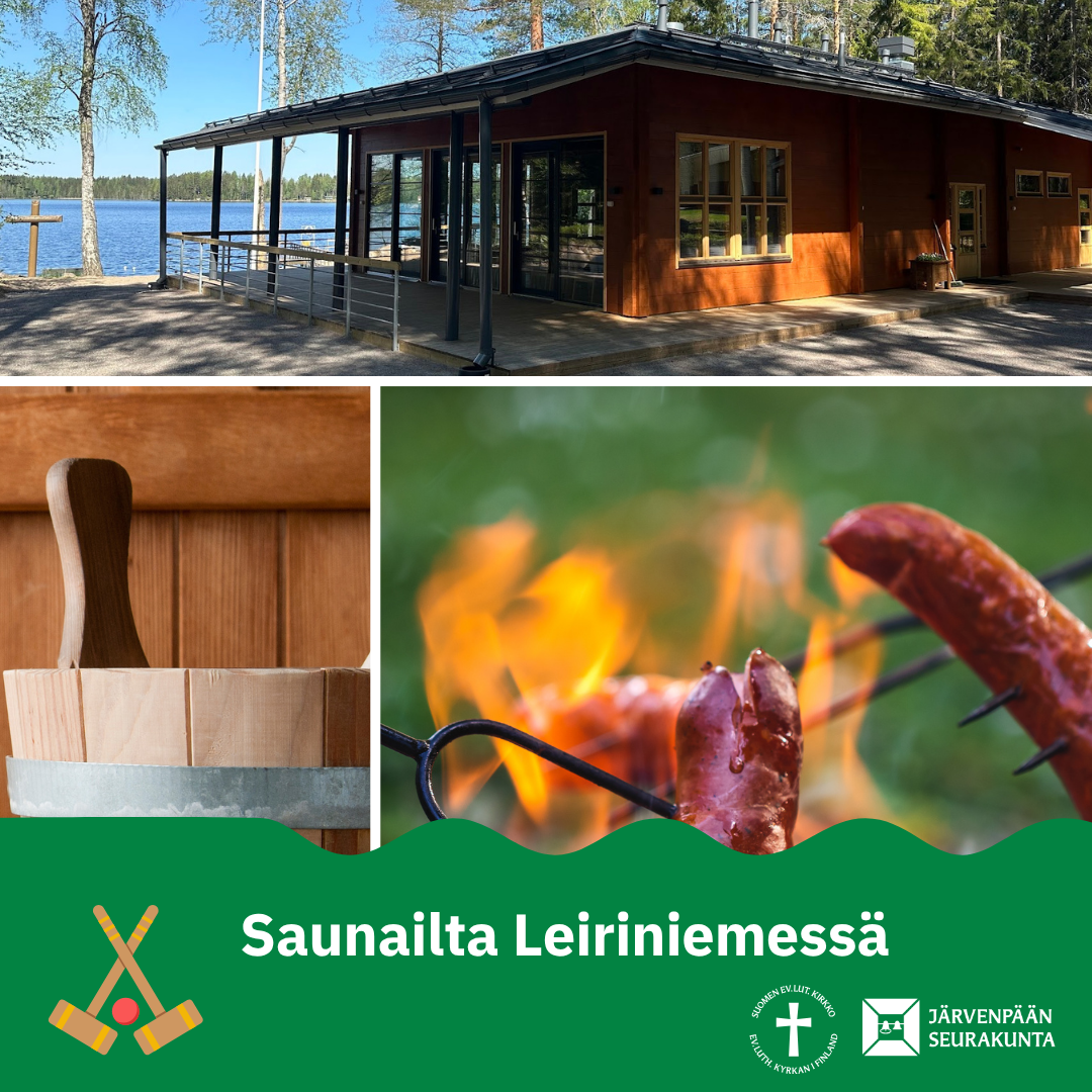 Avoin saunailta Leiriniemessä Leiriniemen saunarakennus, saunakiulu ja makkaranpaistoa.