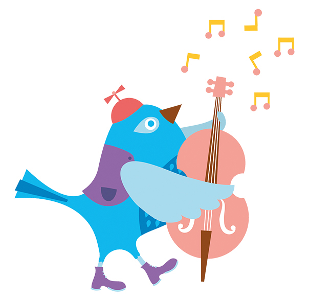 Sointu-lintu soittaa bassoa.